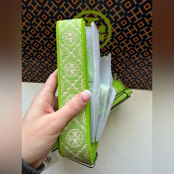 Tory Burch Miller Goat Mini Crossbody Bag Monster Silver Neon Green - Picture 3 of 10